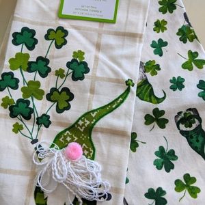 New - Set of 2 Gnome St. Patrick's Kitchen Towel Set